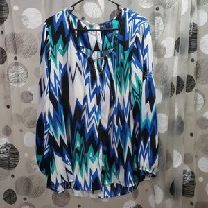 Blue black teal blouse